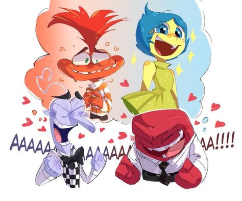 Inside Out 2 Fanart Ships, Inside Out Joy X Anger, Joy X Anger Inside Out Ship, Joy X Anger Inside Out, Joy X Anger, Inside Out Anger, It Guy, Joy Inside Out, Movie Inside Out