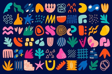 Hand drawn abstract shape collection | Free Vector #Freepik #freevector Colorful Shapes Design, Abstract Shapes Pattern, Abstract Forms Design, Shapes Design Art, Graphic Shapes Pattern, Abstract Shapes Painting, Abstract Shapes Design, Doodle Shapes, Abstract Shape Art