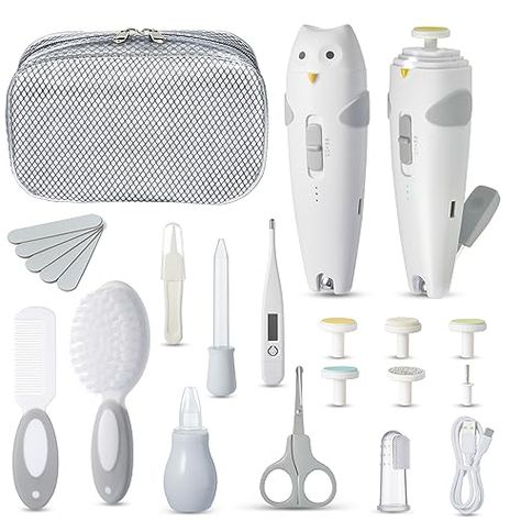 Lictin Baby Healthcare and Grooming Kit, 26 in 1 Rechargeable Baby Nail Trimmer Electric Set,Safe Baby Nail File with Auto Light, Newborn Nursery Health Care Kit, Portable Baby Safety Care Set for Newborn Infant Toddlers Baby Boys Girls Baby Nail File, Baby Care Kit, Finger Toothbrush, Baby Grooming, Safety Kit, Baby Wishlist, Nail Trimmer, Newborn Nursery, Electric Nail File