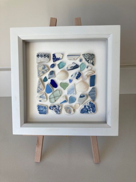 Beach Pottery Crafts, Beach Pottery Art, Beach Finds Art, Sea Glass Collage, Sea Pottery Crafts, Beach Combing Art, Beach Pottery Ideas, Sea Pottery Art, Beachcombing Art