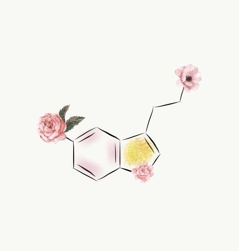 Chemistry Molecules Art, Serotonin Molecule Drawing, Chimstry Art, Chimestry Art, Biology Art Design, Serotonin Wallpaper, Chemistry Art Design, Chemistry Aesthetic Art, Organic Chemistry Art