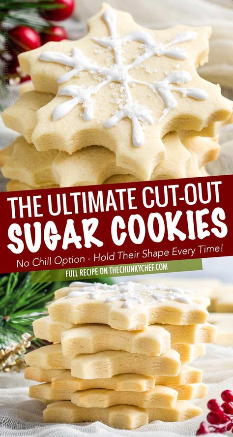 Perfect Christmas Sugar Cookies, Cuttable Sugar Cookies, Easiest Cut Out Cookie Recipe, Soft Sugar Cut Out Cookies, Cookie Shape Recipe, Shaped Sugar Cookies Recipe, Cookies That Hold Their Shape, Old School Sugar Cookie Recipe, Traditional Sugar Cookie Recipe