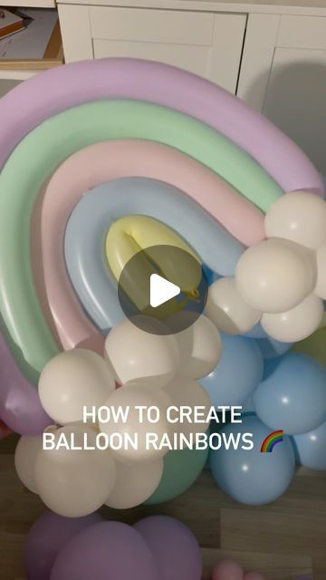 Diy Pastel Rainbow Decorations, Diy Rainbow Decorations, Rainbow Balloon Garland, Balloon Rainbow, Diy Balloon Decorations, Diy Rainbow, Rainbow Balloons, Rainbow Decorations, Balloon Diy