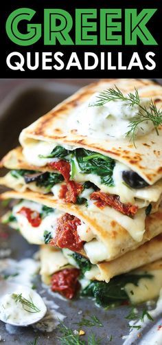 Yogurt Tzatziki Sauce, Greek Yogurt Tzatziki, Greek Quesadillas, Cheesy Quesadilla, Mediterranean Diet Recipes Dinners, Homemade Greek Yogurt, Easy Mediterranean Diet Recipes, Quesadilla Recipes, Tzatziki Sauce