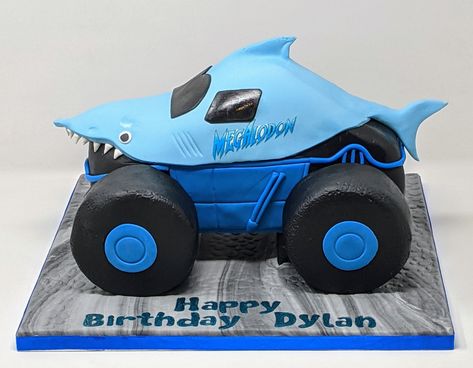 Shark Monster Truck, Megalodon Monster Truck Birthday Cake, Megalodon Monster Truck Cake, Megladon Monster Truck Cake, Monster Jam Birthday Cake, Monster Jam Cake, Monster Truck Birthday Cake, Cars Theme Cake, Monster Jam Birthday