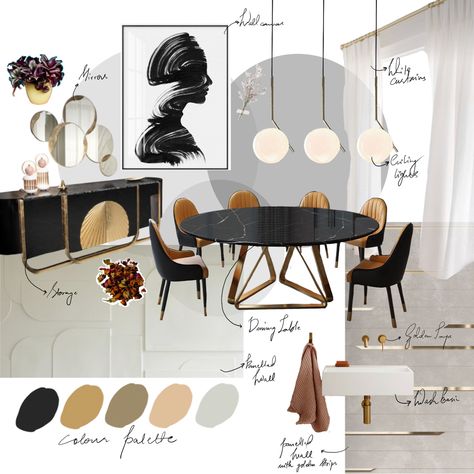 Monochrome Dining Room, Monochrome Living Room, Materials Board Interior Design, Mood Board Interior, Interior Design Layout, 포트폴리오 레이아웃, Monochrome Interior, Interior Design Presentation, Dinning Room Design