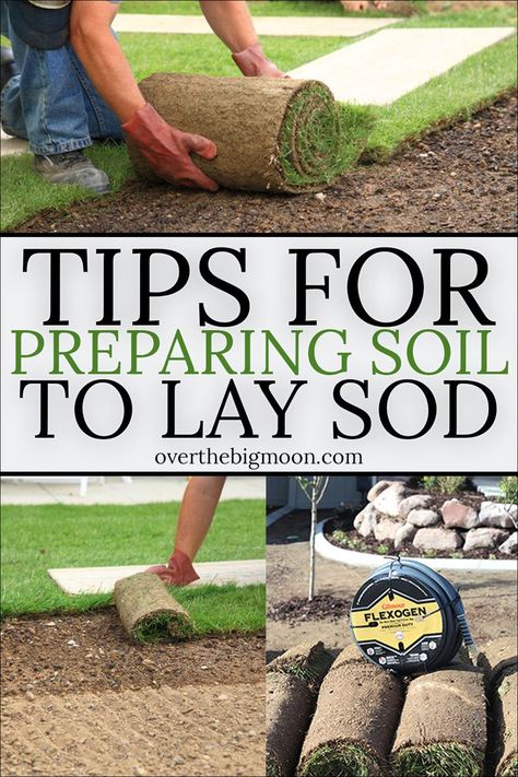 Tips and Tricks for preparing your soil before laying  new sod! Making sure the soil is correct, will make or break the success of your lawn! How To Lay Grass Lawn, How To Sod A Yard, Sod Installation Diy, Sod Grass Lawns, How To Lay Sod Diy Lawn, Laying Sod Diy Tips, How To Plant Grass, How To Lay Sod, Yard Hacks