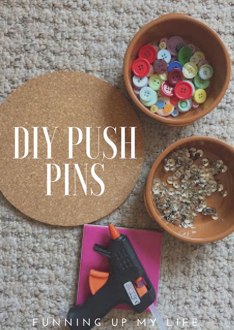 Diy Push Pins, Pins Diy, Reading Diy, Diy Buttons, Country Crafts, Push Pins, Neat Ideas, Glue Gun, New Job