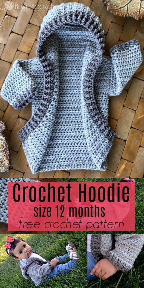 12 month infant hoodie free crochet pattern Hooded Cardigan Pattern, Beginner Haken, Crochet Baby Sweaters, Crochet Hoodie, Gilet Crochet, شال كروشيه, Crochet Baby Sweater, Kids Crochet, Hoodie Pattern