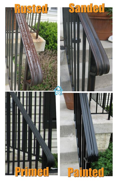 How to effectively remove rust from metal railing or fence. Cleaning Painted Walls, Metal Railings, Glass Cooktop, Porch Railing, Deep Cleaning Tips, Yard Care, Iron Railing, Up House, How To Remove Rust