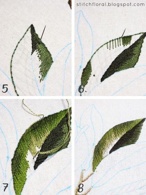 Magnolia Stitch Along Part 2 Embroidery Stitches Beginner, Embroidery Leaf, Crewel Embroidery Kits, Basic Embroidery Stitches, Hand Embroidery Tutorial, Embroidery Stitches Tutorial, Pola Sulam, Brazilian Embroidery, Embroidery Flowers Pattern