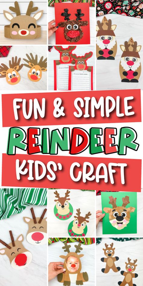 Find the best reindeer crafts for kids to make this Christmas! These simple projects are great for preschool, toddlers, kindergarten and elementary children and some even come with a free template!rnrn#simpleeverydaymom #reindeercrafts #kidscrafts #xmascrafts #christmascrafts #preschool #toddlers #kindergarten #elementary #preschoolers #preschoolcrafts #easykidscrafts Reindeer Crafts For Preschoolers, Simple Christmas Crafts For Kids Free Printable, Reindeer Crafts Preschool, Reindeer Crafts For Kids, Reindeer Activities, Rudolph Crafts, Kids Tree Ornaments, Reindeer Crafts, Reindeer Handprint