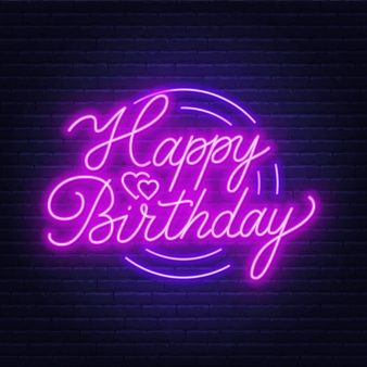 Happy first birthday neon signboard | Premium Vector Happy Birthday Friendship, Birthday Neon Sign, Happy Birthday Neon, Happy Birthday For Her, Happy Birthday Best Wishes, Happy Birthday Typography, Happy Birthday Best Friend, Happy Birthday Text, Happy Birthday Wallpaper