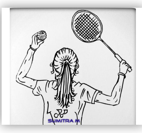 Badminton Aesthetic Drawing, Badminton Drawing Sketch, Badminton Quotes Motivation, Playing Badminton Drawing, Badminton Poster Design, Badminton Anime, Badminton Logo Design, Badminton Drawing, Badminton Workout