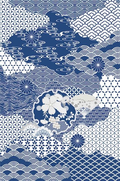 Japanese Porcelain Pattern, Japan Pattern Design, Chinese Pattern Design, Buddha Wall Decor, Japanese Block Print, Japan Icon, Japanese Motifs, Japan Pattern, Cultural Patterns