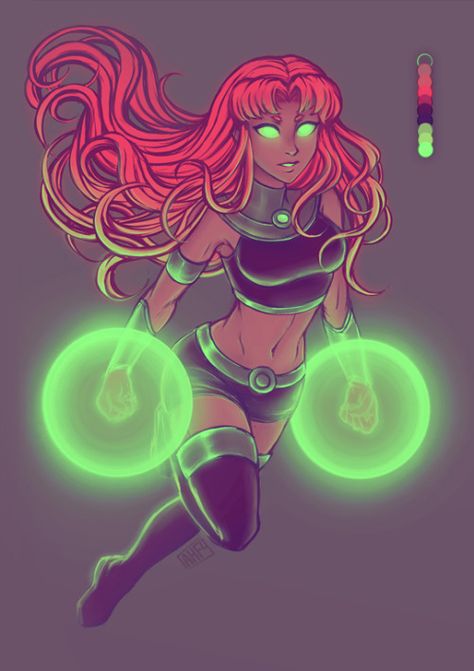 iahfy: some color palette fun with starfire Star Fire And Black Fire, Titans Fanart, Starfire Dc, 4 Drawing, Teen Titans Starfire, Ladies Photo, Starfire And Raven, Original Teen Titans, Ipad Drawing