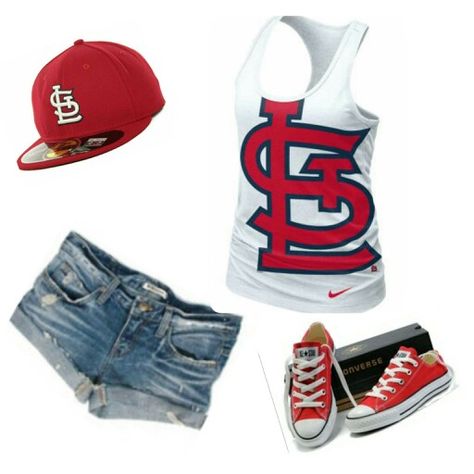 #STL Cardinals outfit. Hat and tank are from Lids. Cardinals Jersey Outfit, Cardinals Shirt Ideas, Cardinals Baseball Outfit, Cardinal Basketball Shirts, Cardinals Baseball Shirt, Black Uggs, Stl Cardinals Baseball, Baseball Outfit, Stl Cardinals