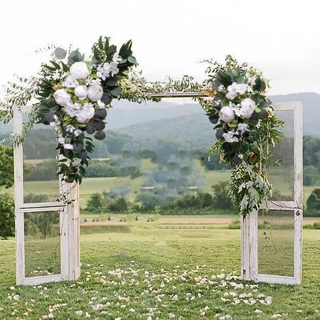 Artificial Wedding Arch Flowers Set Peony Flower Swag Realistic Welcome Sign White.Artificial peony swags set with realistic greenery eucalyptus leaves in different sizesThe large flower swag approx 70cmx25cm/27.56inchx9.84inch, swag approx 50cmx20cm/19.69inchx7.87inch, you can them to the appropriate length you wantDecorative artificial flower swag has vivid leaves and flowers, look more elegant and charmingArch artificial flowers wreath swag is made of silk cloth fabric, soft and durableHandcrafted garlands arch flower swags can be used for arbor arch, wedding, ceremony, table centerpieces, wall hanging, arrangement, wedding chair or window curtain. also for home decoration, DIY making handmade wreaths, etc.Silk Peony Flower Swag Wedding Parties Decoration. Artificial Wedding Arch Flower Wedding Flower Archway, Hanging Flowers Wedding, Altar Flowers Wedding, Flower Archway, Rustic Wedding Alter, Outdoor Wedding Backdrops, Fake Flowers Wedding, Wedding Arches Outdoors, Flower Swag