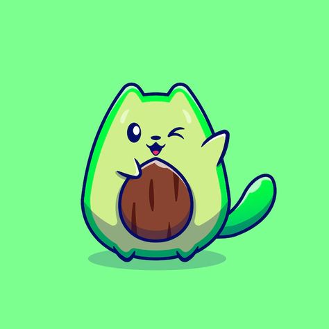 Personagem de desenho animado de gato abacate bonito. fruta animal isolada. | Vetor Grátis Red Panda Cartoon, Anime Drawing Sketches, Cute Avocado, Animation Art Sketches, Cute Kawaii Animals, Cat Vector, Vector Icons Illustration, Sticker Ideas, Easy Doodles Drawings