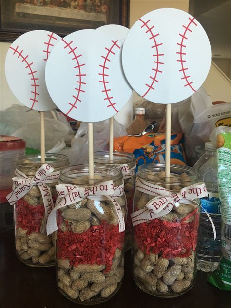 Baseball Theme Table Centerpieces, Baseball Theme Centerpieces Diy, Diy Baseball Centerpieces, Baseball Center Piece, Baseball Banquet Table Decor, Baseball Party Table Centerpieces, Diy Baseball Decor Parties Decorations, Baseball Centerpiece Ideas 1st Birthday, Baseball Theme Party Centerpieces