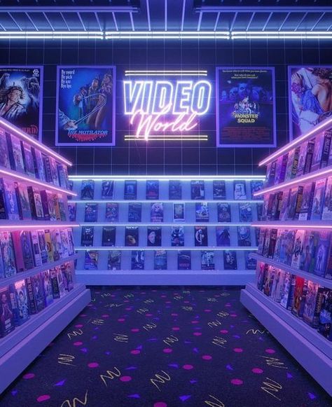 Midsummer Ex on Instagram: "#synthwave" Neon Noir, New Retro Wave, Video Store, Fotografi Vintage, 80s Vibes, Cyberpunk Aesthetic, 80s Aesthetic, Vaporwave Aesthetic, Neon Aesthetic