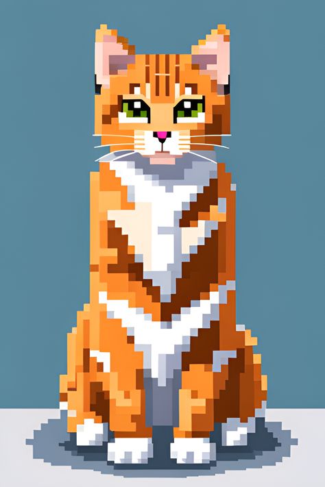 A pixel art orange tabby cat sitting Orange Cat Pixel Art, Pixel Art Bedroom, Pixel Orange, Pixel Art Cat, Pixel Macrame, Pixel Animals, Stampy Cat, Huge Cat, Horse Posters