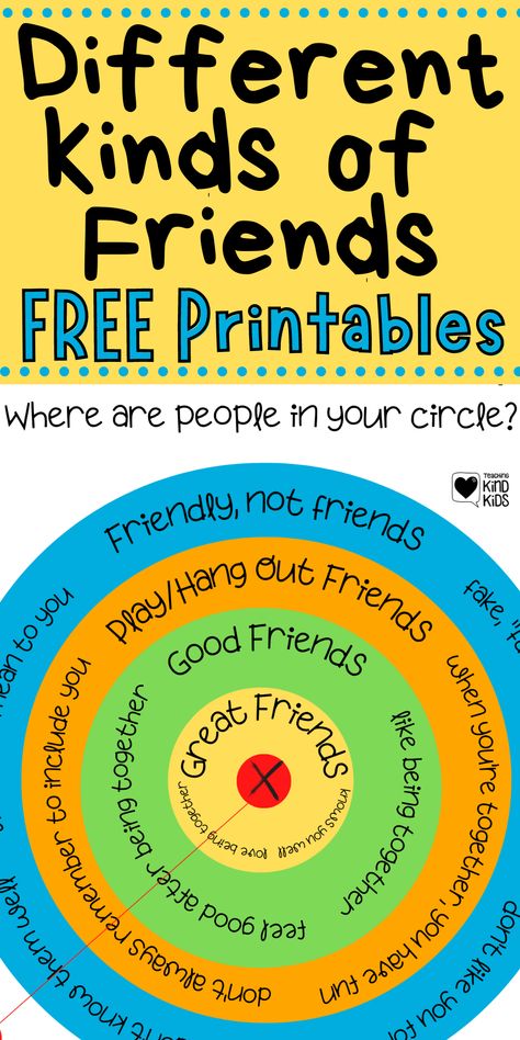 Help kids learn about different kinds of friendships with this Bullseye Friendship Printable which lets them evaluate the relationships in their life. This is a perfect hands-on activity for kids! Check out Coffee and Carpool to grab this free Friendship Printable for your kids now! Kinds Of Friends, Kids Therapy, Friendship Printables, Friendship Skills, Friendship Activities, Calm Classroom, Kindness Activities, Guidance Lessons, Yearbook Ideas