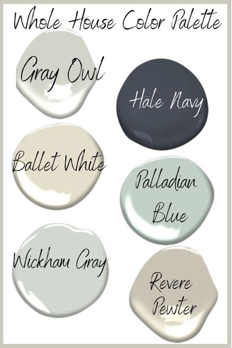 Most Popular Gray Paint Colors, Popular Gray Paint Colors, Benjamin Moore Gray Owl, Gray Owl Paint, Whole House Color Palette, Popular Grey Paint Colors, Perfect Grey Paint Color, Colours That Go With Grey, Benjamin Moore Grey Owl