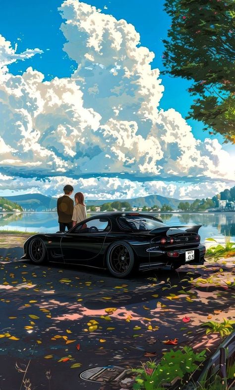 Cars Artwork, Anime Cars, Car Animation, Wallpaper Car, Automotive Illustration, Jdm Wallpaper, Automotive Artwork, Dreamy Landscapes, Car Artwork