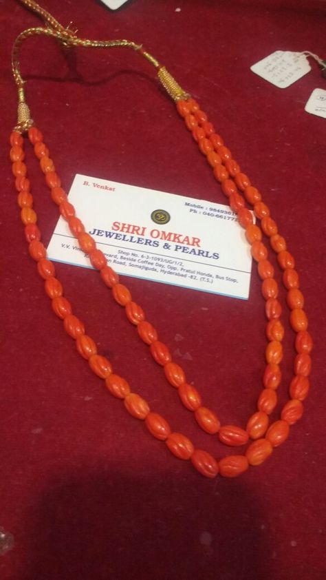 Pagadala Mala, Coral Mala, Coral Jewellery, Black Beads Mangalsutra, Latest Dress Design, Coral Design, Pearl Shop, Black Beaded Jewelry, Beads Jewellery