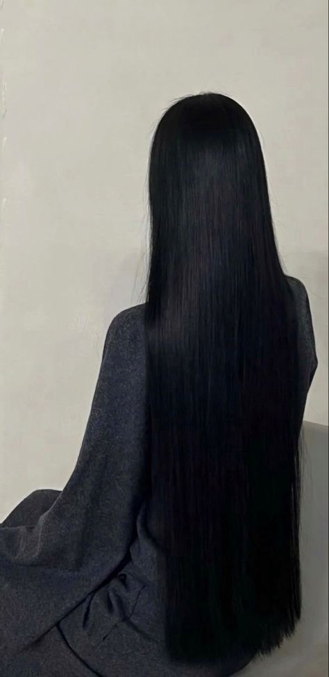 Long Jet Black Hair Aesthetic, Long Black Thick Hair, Very Long Dark Hair, Black Long Haircut, Black Straight Hair Aesthetic, Black Hair With Natural Highlights, Straight Black Hair Aesthetic, Hair Aesthetic Straight, Long Japanese Hair