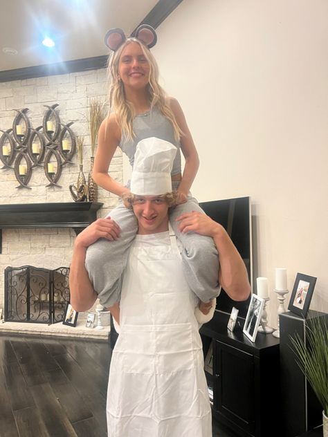 Ratatoullie Couples Costume, Chef And Ratatouille Costume, Ratatouille Couple Costume, Ratatouille Costume, Remy The Rat, Homecoming Pics, Niall Horan Funny, Rat Costume, Chef Costume