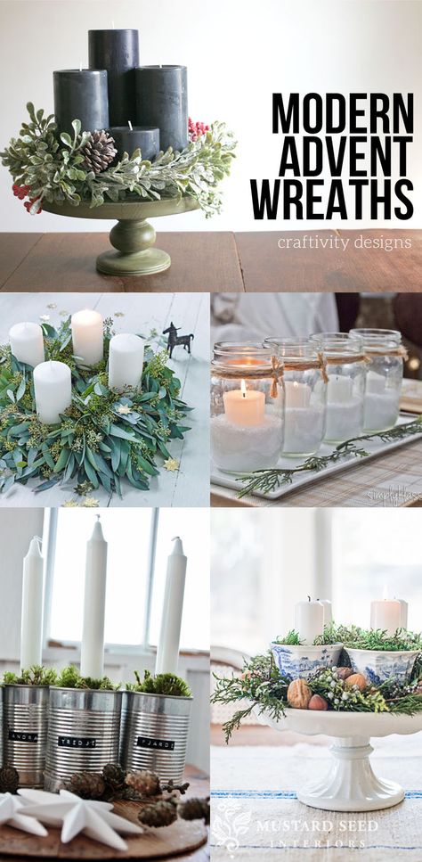 17 Modern Advent Wreath Ideas, DIY Advent Wreath, Modern takes on a Christmas Tradition by @CraftivityD Advent Wreath Ideas Diy, Advent Wreath Ideas, Modern Advent Wreath, Diy Advent Wreath, Wreath Ideas Diy, Modern Wreaths, Advent Wreath Diy, Christmas Advent Wreath, Modern Wreath