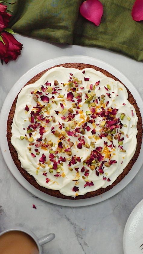 Rose Water Cake Recipe, Rose Water Cake, Water Cake Recipe, Water Cake, Pistachio Rose, Patisserie Fine, Resipi Kek, Torte Cupcake, Pistachio Cake