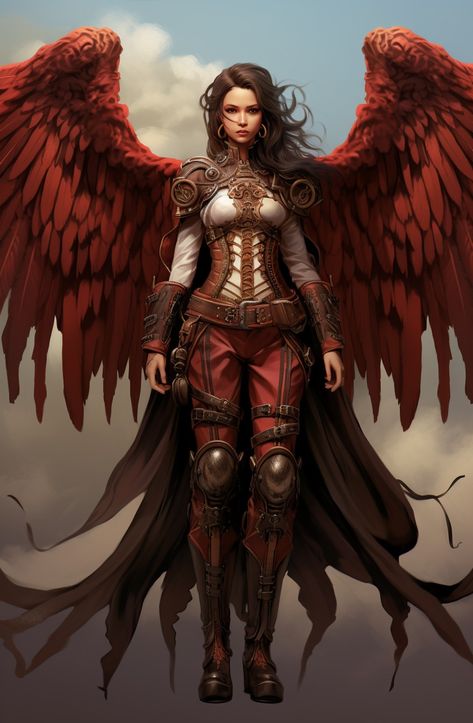 Aasimar Ranger Female, Aasimar Female Sorcerer, Dnd Angel Character Art, Protector Aasimar Female, Winged Female Character, Aasimar Dnd Female, Winged Aasimar, Aasimar Rpg, Fallen Aasimar Female