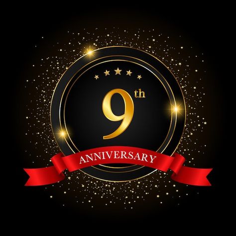 Vector 9th anniversary golden anniversar... | Premium Vector #Freepik #vector #9-logo #anniversary-logo #ceremony #congratulations 9 Anniversary Logo, 10 Anniversary Logo, Corporate Anniversary Logo, 100 Year Anniversary Logo, 30 Years Anniversary Logo, 9 Logo, 9th Anniversary, Anniversary Logo, 3rd Anniversary