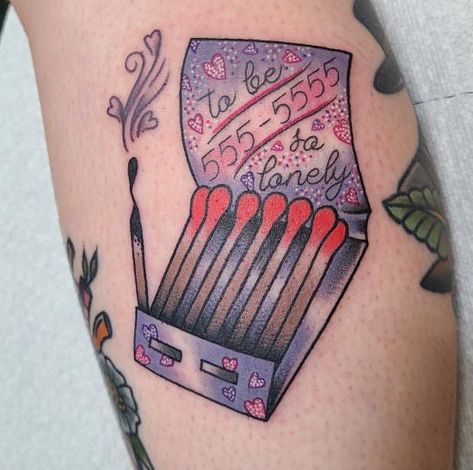 Match Book Tattoo, Matchbook Tattoo, Match Box Tattoo, Match Box, Book Tattoo, American Traditional, Geometric Tattoo, Ash, I Hope