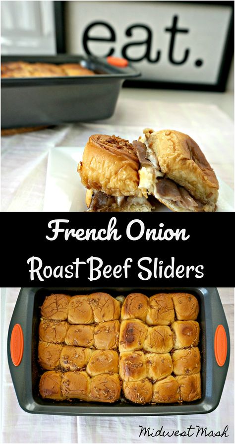 Sliders In The Oven, French Onion Roast, Onion Soup Mix Recipe, Roast Beef Sliders, Beef Sliders, Roast Beef Sandwiches, Burger Sliders, Lunch Appetizers, Sandwich Ingredients