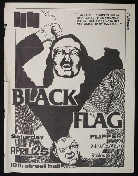 Black Flag flyer. - Raymond Pettibon Black Flag Poster, Punk Zine, Black Flag Band, Punk Flyers, Raymond Pettibon, Punk Poster, Concert Flyer, Arte Punk, Zine Design