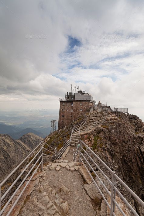 Upper station of the cable railway on Lomnicky Stit peak in High Tatra mountains by Stramyk. Skalnate pleso, photo of upper station of the cable railway on Lomnicky Stit peak in High Tatra mountains, Slovakia, ... #AD #Stit, #Lomnicky, #High, #peak High Tatras, Tatra Mountains, Slovakia, Monument Valley, High Resolution, Hiking, Cable, Resolution, Natural Landmarks