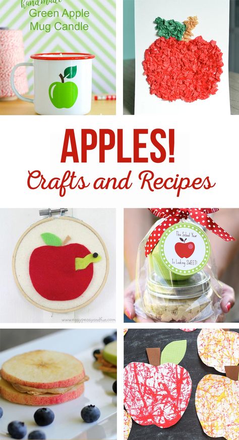 Apple Crafts and Recipes | Kids will love these simple apple activities.  Add a printable tag to these fun apple gift ideas.  Enjoy yummy apple recipes! Apple Crafts For Adults, Apple Crafts, Apple Teacher Gifts, Apple Benefits, Birthday Souvenir, Apple Gifts, Apple Candles, Teacher Gift Tags, Apple Craft