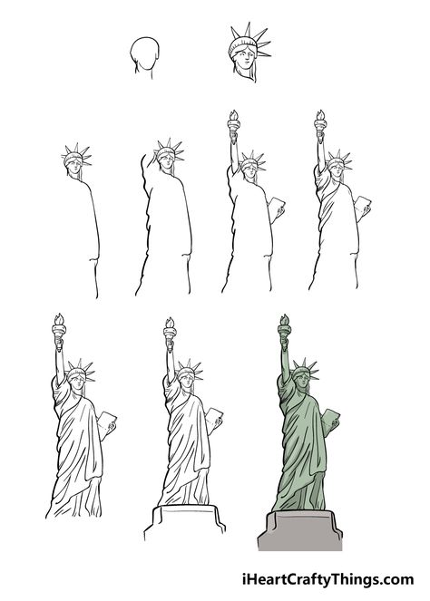 How To Draw The Statue Of Liberty, New York Statue Of Liberty Drawing, Statue Of Liberty Drawing Easy, Statue Of Liberty Drawing Sketch, Statue Drawing Easy, Draw Statue Of Liberty, Statue Of Liberty Art, Statue Of Liberty Drawing, Statue Drawing