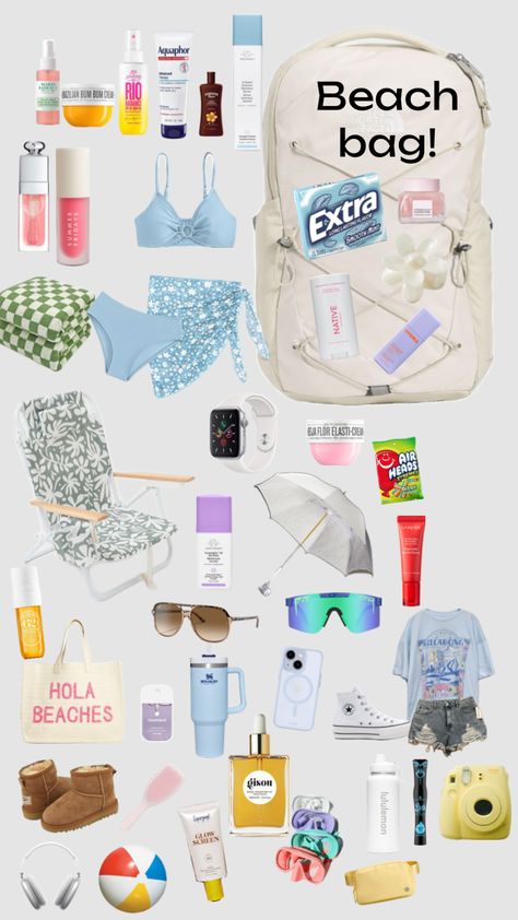 Beach Bag Necessities, Beach Stuff Packing Lists, Beach Nessesities List, What To Bring To The Beach, What To Pack For The Beach, Pack For The Beach, Summer Bag Essentials, Beach Must Haves, Beach Packing List