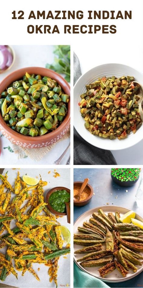 collection of Indian okra recipes Indian Okra Recipes, Indian Okra, Okra Vegetable, Crispy Okra, Bhindi Masala Recipe, Okra Curry, Bhindi Masala, Recipes Indian Food, Okra Recipes