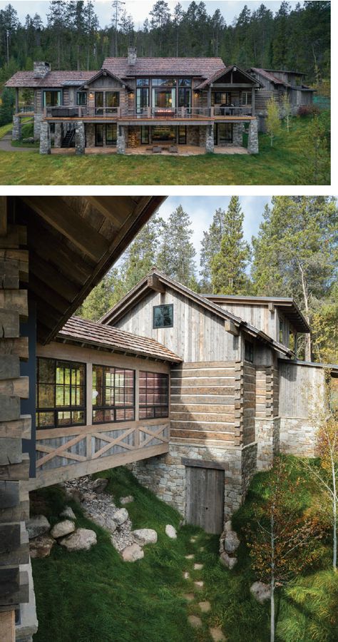 DESIGN ASSOCIATES | Western Home Journal – Luxury Mountain Home Resource Lodge Exterior Design, Western House Exterior, Mountain Homes Exterior, Modern Mountain Lodge, Lodge Exterior, Modern Mountain House, Mountain Home Exterior, Mountain Interiors, Home Journal