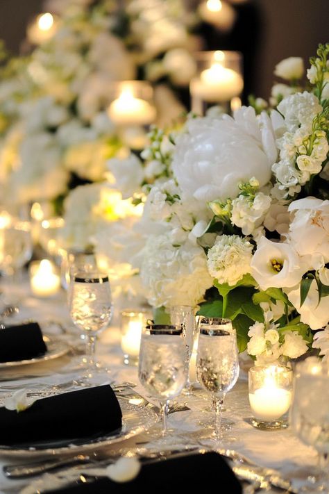 49 Timeless Wedding Decor Ideas That Will Never Go Out of Style Timeless Wedding Decor, Floral Archway, Twinkle String Lights, Elegant Wedding Ideas, Wedding Set Up, White Florals, Banquet Tables, Flickering Candles, Crystal Glassware