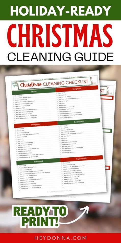 Christmas Cleaning Checklist After Christmas Cleaning Checklist, Christmas Deep Cleaning Checklist, Christmas Cleaning Schedule, Cleaning For Guests Checklist, Cleaning List Before Guests, Saturday Cleaning List, Party Cleaning Checklist, Holiday Planning Checklist, Christmas Cleaning Checklist