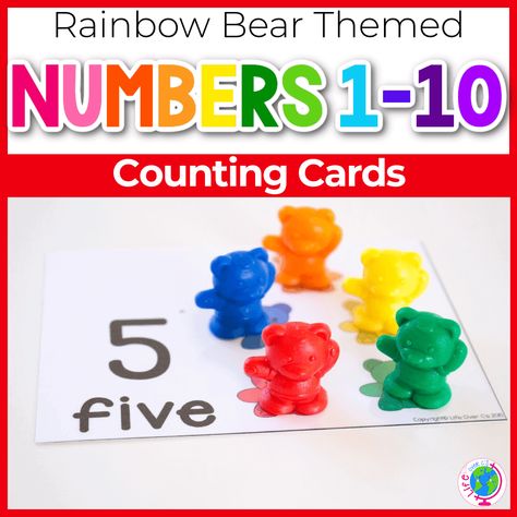 Counting Bear Activities Free Printables, Counting 1-5 Activities, Bear Math Activities Preschool, Counting Bears Printables Free, Bear Counting Activities, Counting Bears Activities, Number Recognition Preschool, Numbers Preschool Printables, Free Printable Rainbow