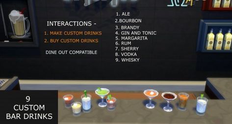 Mod The Sims: Custom Bar Drinks by icemunmun • Sims 4 Downloads Sims 4 Alcohol, Sims 4 Cc Mods, Custom Drinks, Sims 4 Kitchen, Sims 4 Studio, Sims 4 Clutter, Sims Games, Sims 4 Downloads, Sims 4 Update