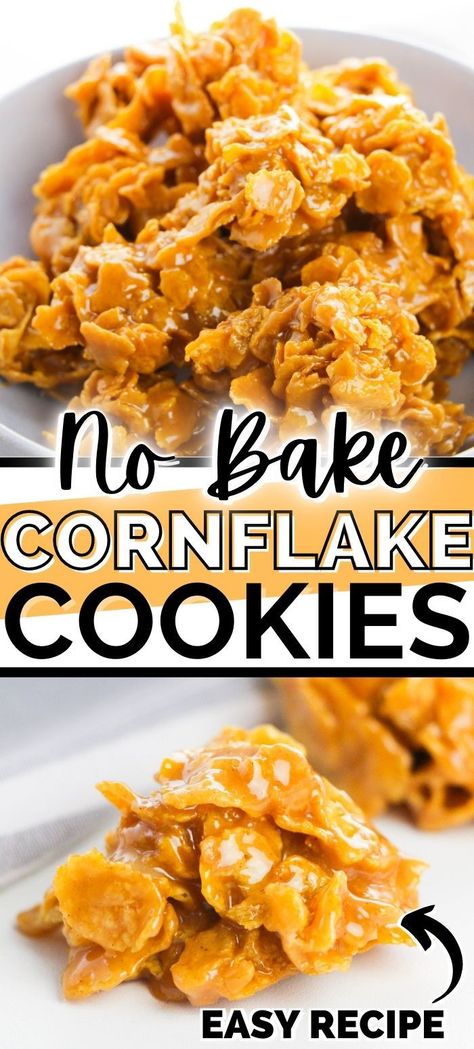 No Bake Cornflake Cookies, Cornflake Cookies Recipe, Peanut Butter Cornflake Cookies, Cornflake Cookies, Easy No Bake Cookies, Baking Powder Uses, Peanut Butter No Bake, Cookies Easy, Healthy Food Facts